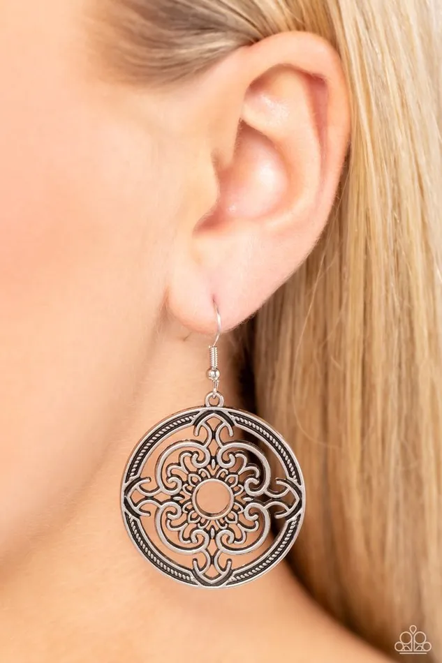 Earrings Paparazzi Earring Mandala Meditation Silver Paparazzi Jewelry