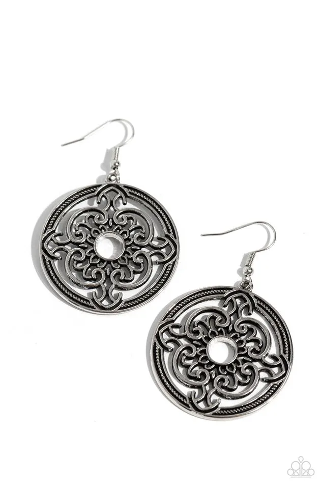 Earrings Paparazzi Earring Mandala Meditation Silver Paparazzi Jewelry Earrings Paparazzi Earring Mandala Meditation Silver Paparazzi Jewelry