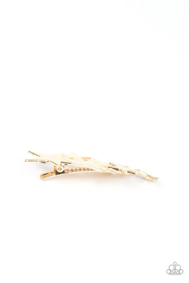 Earrings Paparazzi Hair Accessories She STARted It Gold Paparazzi Jewelry