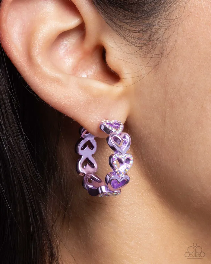 Earrings Paparazzi Jewelry Paparazzi Earring Historic Hearts Purple