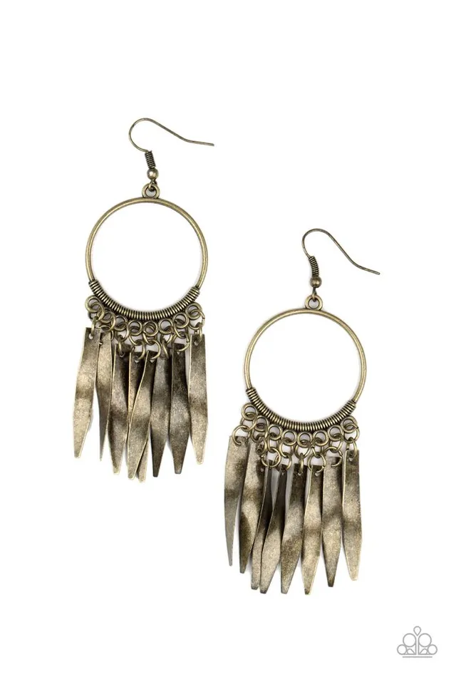 Earrings Paparazzi Jewelry Paparazzi Earring Let GRIT Be Brass