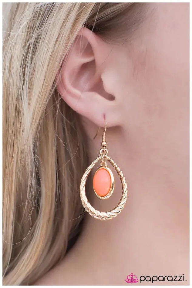 Earrings Paparazzi Jewelry Paparazzi Earring Luminous Lasso Orange