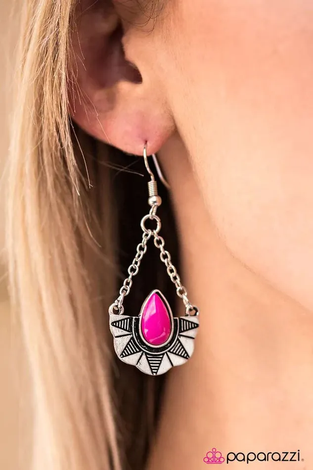 Earrings Paparazzi Jewelry Paparazzi Earring Savanna Cruise Pink