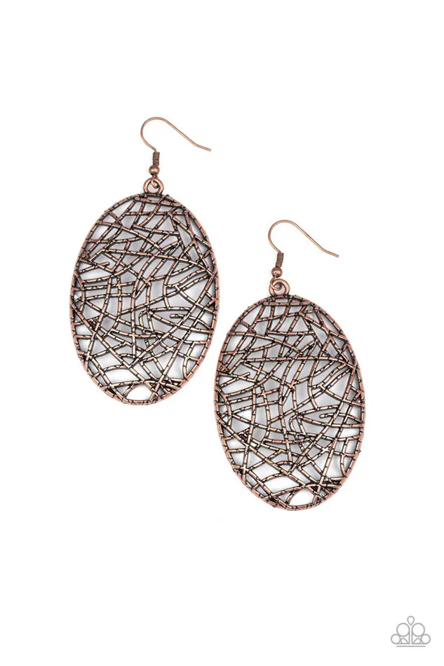Earrings Paparazzi Jewelry Paparazzi Earring Way Out of Line Copper Earrings Paparazzi Jewelry Paparazzi Earring Way Out of Line Copper