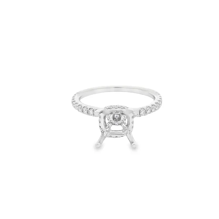 Engagement Collections Rings 14K White Gold Semimount Ring with Double Diamond Hidden Halos Engagement Collections Rings 14K White Gold Semimount Ring with Double Diamond Hidden Halos