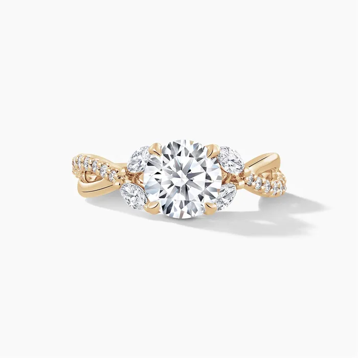 Engagement Collections Rings 18K Yellow Gold Diamond Semimount Ring Marquise and Rounds Round Cut Center Engagement Collections Rings 18K Yellow Gold Diamond Semimount Ring Marquise and Rounds Round Cut Center