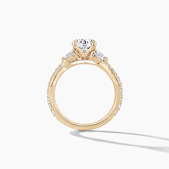 Engagement Collections Rings 18K Yellow Gold Diamond Semimount Ring Marquise and Rounds Round Cut Center Engagement Collections Rings 18K Yellow Gold Diamond Semimount Ring Marquise and Rounds Round Cut Center