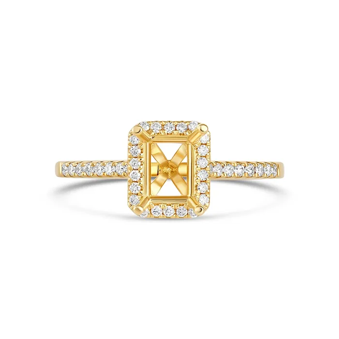Engagement Collections Rings 18K Yellow Gold Rectangular Halo Semi Mount Diamond Ring Engagement Collections Rings 18K Yellow Gold Rectangular Halo Semi Mount Diamond Ring