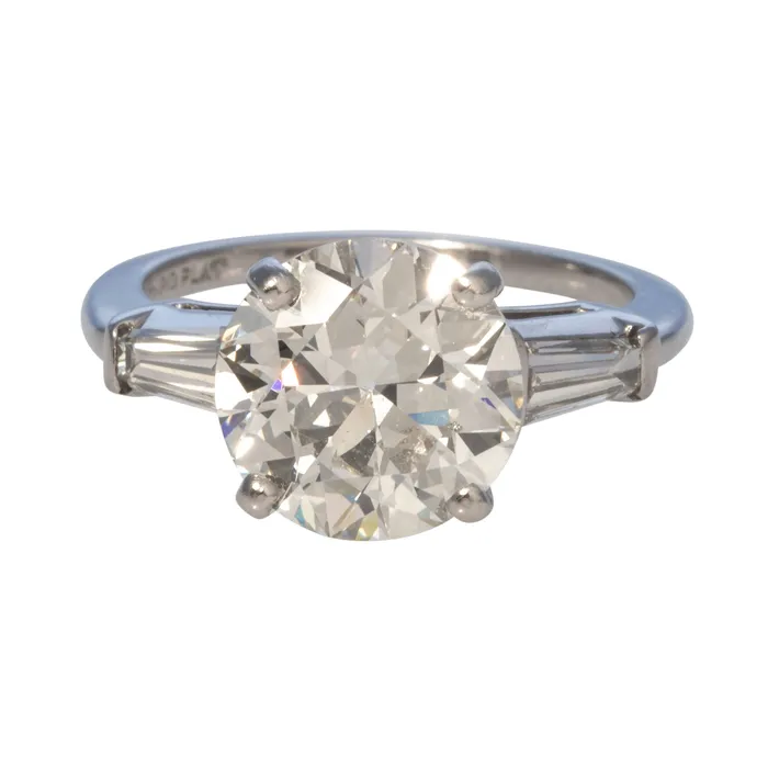 Estate 35ct Old Transitional Cut 45ct Side Baguette Diamond Ring Croghans Rings Estate 35ct Old Transitional Cut 45ct Side Baguette Diamond Ring Croghans Rings