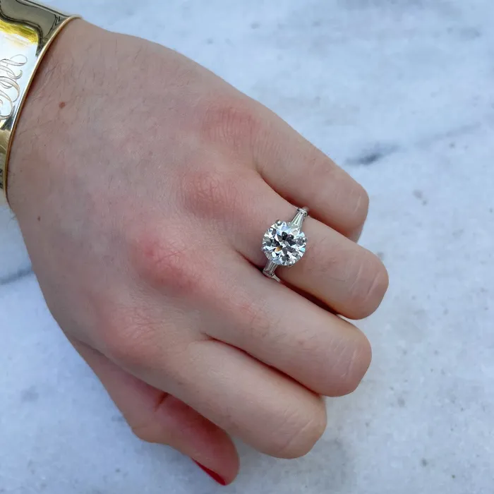 Estate 35ct Old Transitional Cut 45ct Side Baguette Diamond Ring Croghans Rings