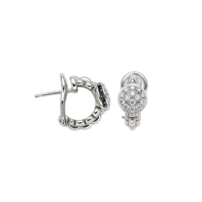 Fope 18K White Gold Eka Collection Pave Diamond Hoop Earrings FOPE Earrings Fope 18K White Gold Eka Collection Pave Diamond Hoop Earrings FOPE Earrings