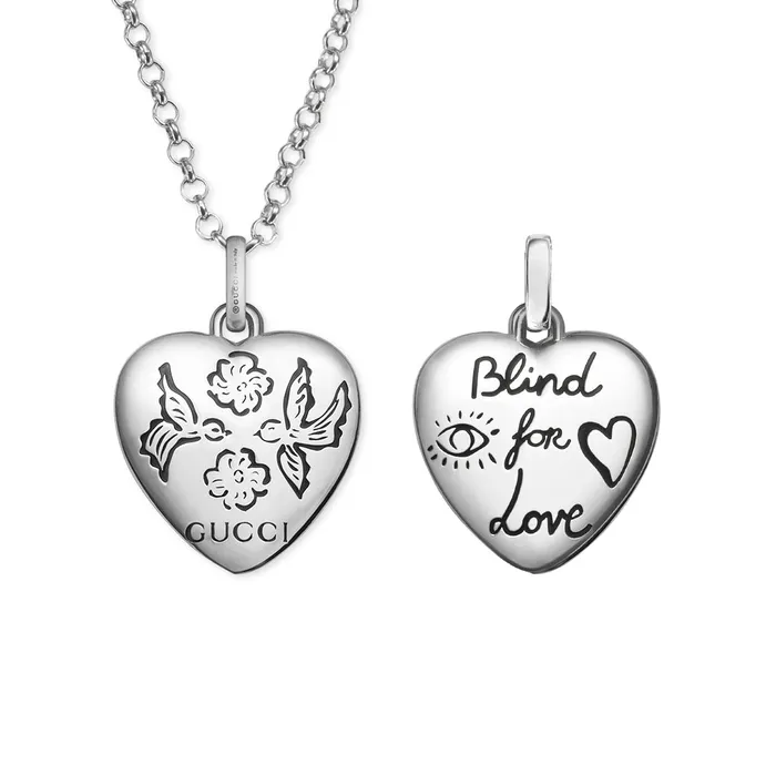 Gucci Gucci Sterling Silver Blind for Love Pendant Necklace 197 inch Necklaces Gucci Gucci Sterling Silver Blind for Love Pendant Necklace 197 inch Necklaces