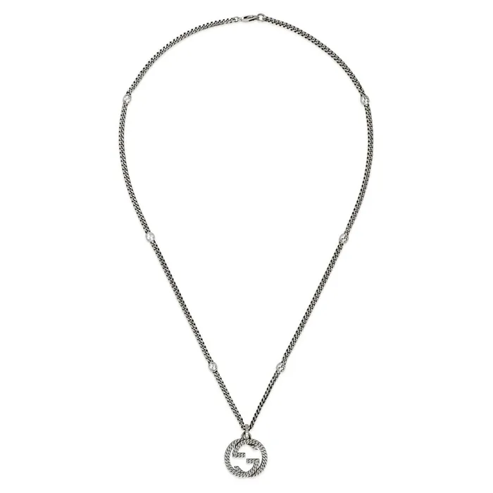Gucci Necklaces Gucci Sterling Silver Interlocking G Necklace with GG Pendant