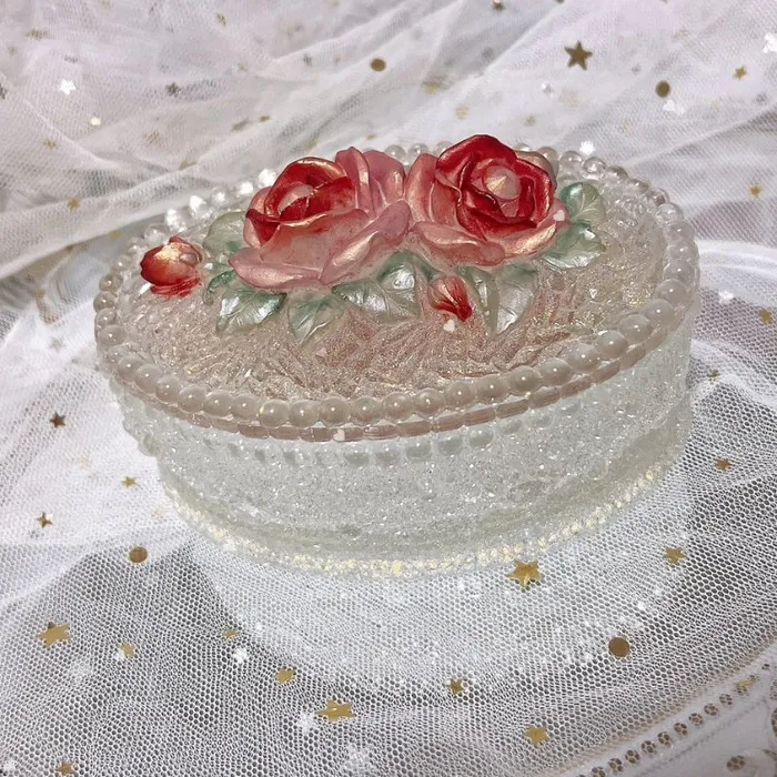Handmade Diamond Rose Flower Storage Box Resin Mold IntoResin Earrings