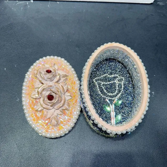 Handmade Diamond Rose Flower Storage Box Resin Mold IntoResin Earrings