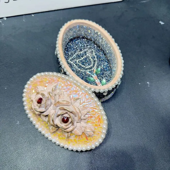 Handmade Diamond Rose Flower Storage Box Resin Mold IntoResin Earrings