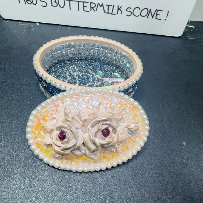 Handmade Diamond Rose Flower Storage Box Resin Mold IntoResin Earrings