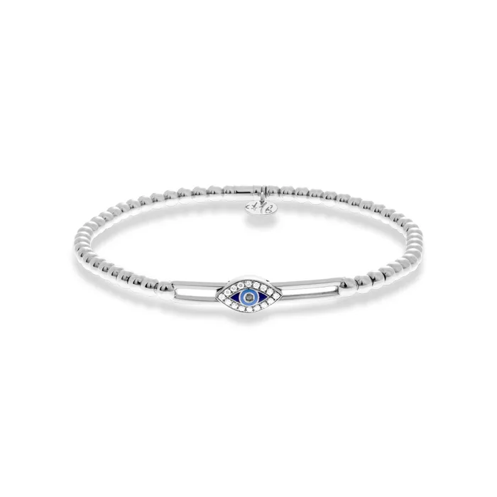 Hulchi Belluni Hulchi Belluni 18K White Gold Sapphire and Diamond Evil Eye Tresore Stretch Bracelet Bracelets Hulchi Belluni Hulchi Belluni 18K White Gold Sapphire and Diamond Evil Eye Tresore Stretch Bracelet Bracelets