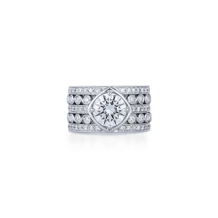 Jack Kelege Rings Jack Kelege Platinum Wide Semi Mount Diamond Ring