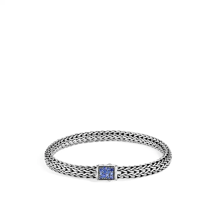 John Hardy Bracelets John Hardy Classic Chain Sterling Silver Small Reversible 65mm Bracelet with Black and Blue Sapphire John Hardy Bracelets John Hardy Classic Chain Sterling Silver Small Reversible 65mm Bracelet with Black and Blue Sapphire