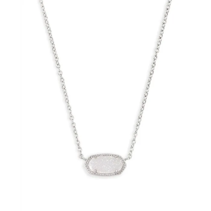 Kendra Scott Kendra Scott Elisa Pendant Necklace in Silver with Iridescent Drusy Necklaces Kendra Scott Kendra Scott Elisa Pendant Necklace in Silver with Iridescent Drusy Necklaces