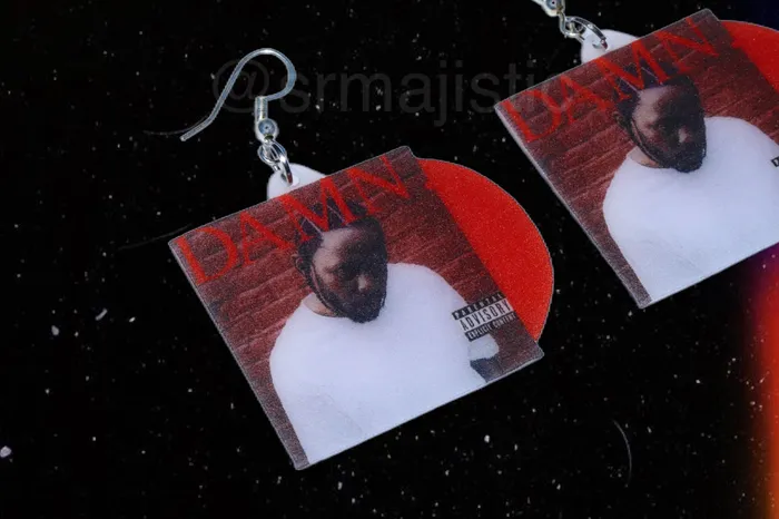 Kendrick Lamar DAMN Vinyl Album Handmade Earrings Sam Makes Things Earrings