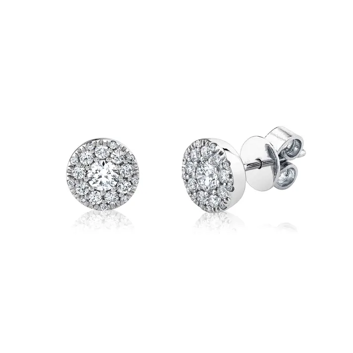 Meierotto Jewelers Earrings 14K White Gold Round Diamond with Halo Stud Earrings Meierotto Jewelers Earrings 14K White Gold Round Diamond with Halo Stud Earrings