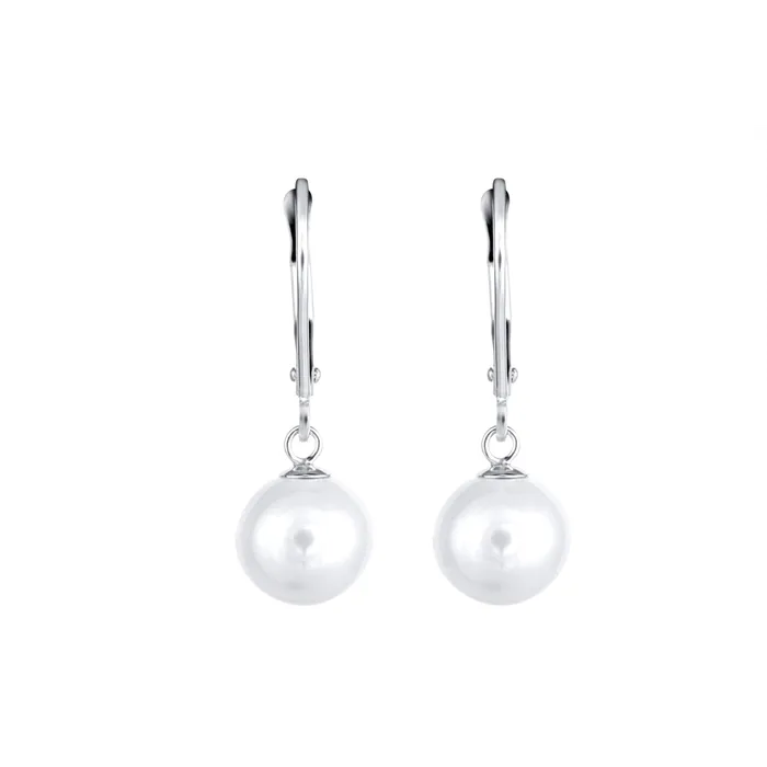 Meierotto Jewelers Earrings 14K White Gold Single Cultured Freshwater Pearl Dangle Leverback Earrings Meierotto Jewelers Earrings 14K White Gold Single Cultured Freshwater Pearl Dangle Leverback Earrings
