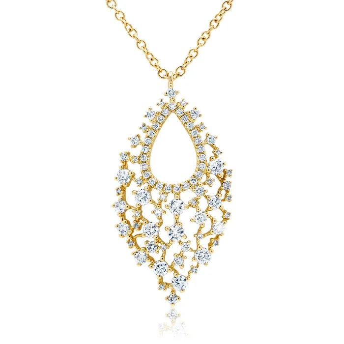 Meierotto Jewelers Necklaces 14K Yellow Gold Diamond Pear Cluster Pendant Necklace Meierotto Jewelers Necklaces 14K Yellow Gold Diamond Pear Cluster Pendant Necklace
