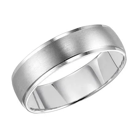 Mens Bands Rings 14K White Gold Carved Band