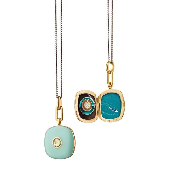Monica Rich Kosann Sterling Silver and 18K Gold Vermeil Cushion Locket Pendant Monica Rich Kosann Necklaces