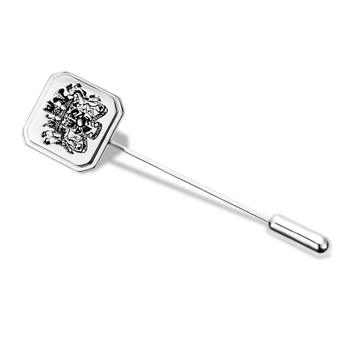 Necklaces Custom Family Crest Lapel Pin Personalized Coat of Arms Heritage Emblem Available in Silver and Gold Belbren