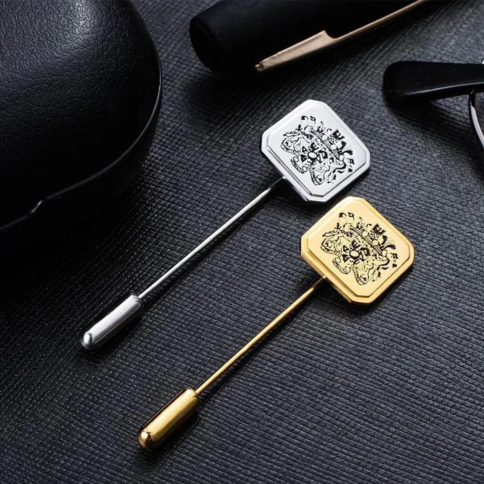 Necklaces Custom Family Crest Lapel Pin Personalized Coat of Arms Heritage Emblem Available in Silver and Gold Belbren