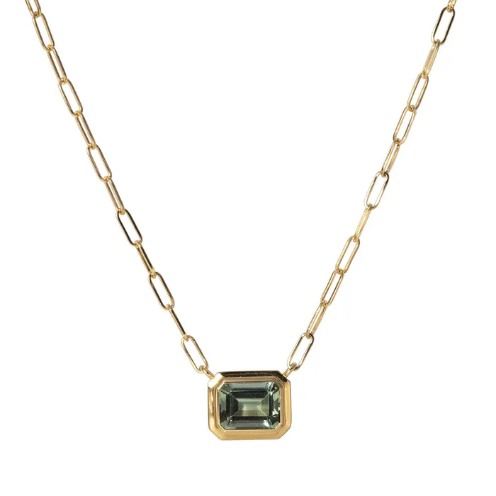 Necklaces Goshwara Goshwara EmeraldCut Prasiolite 18K Gold Pendant Necklace Necklaces Goshwara Goshwara EmeraldCut Prasiolite 18K Gold Pendant Necklace