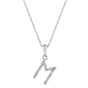 Necklaces Meierotto Jewelers 14K White Gold Diamond M Initial Pendant Necklace Necklaces Meierotto Jewelers 14K White Gold Diamond M Initial Pendant Necklace