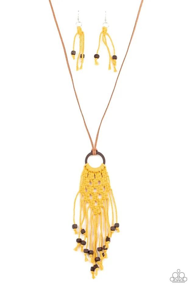 Necklaces Paparazzi Jewelry Paparazzi Necklace Its Beyond MACRAME Yellow