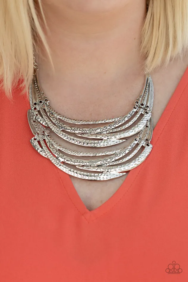 Necklaces Paparazzi Jewelry Paparazzi Necklace Read Between The VINES Silver Sept LOP