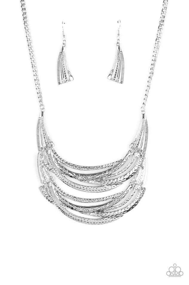 Necklaces Paparazzi Jewelry Paparazzi Necklace Read Between The VINES Silver Sept LOP Necklaces Paparazzi Jewelry Paparazzi Necklace Read Between The VINES Silver Sept LOP