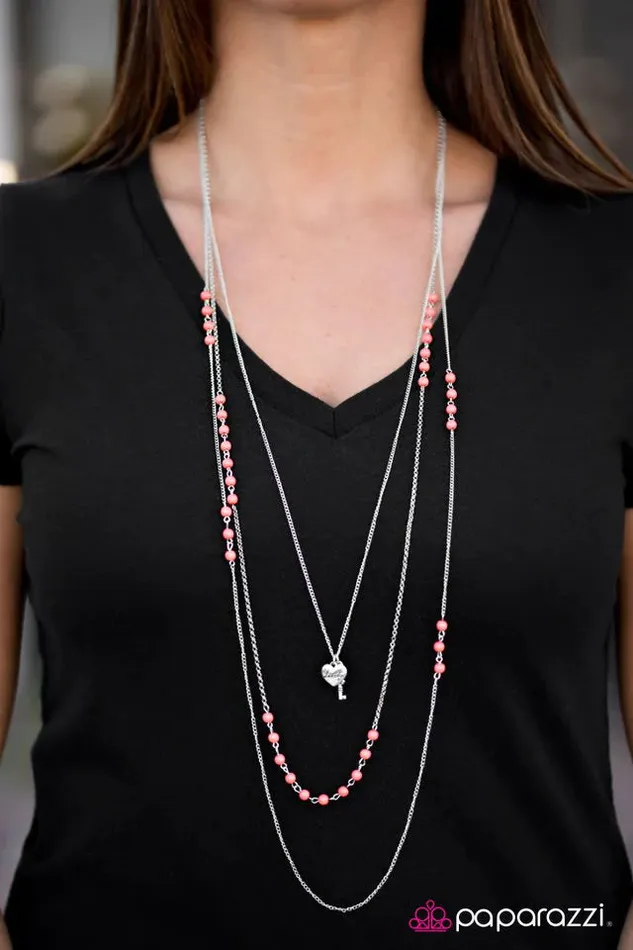 Necklaces Paparazzi Necklace A Lovely Time Orange Paparazzi Jewelry