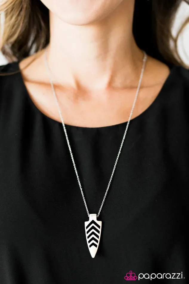 Necklaces Paparazzi Necklace Fighting SPEARit Silver Paparazzi Jewelry