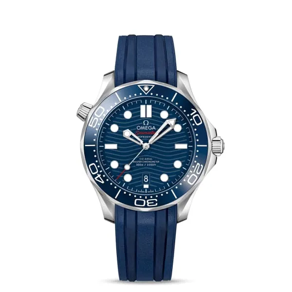 Omega Watches Omega Seamaster 42mm Watch Ref 21032422003001 Blue Index Dial Blue Rubber Strap Omega Watches Omega Seamaster 42mm Watch Ref 21032422003001 Blue Index Dial Blue Rubber Strap