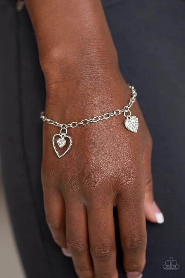 Paparazzi Bracelet Hearts and Harps White Paparazzi Jewelry Bracelets