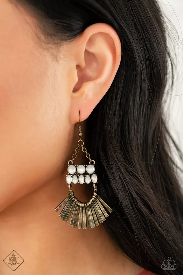Paparazzi Earring A FLARE For Fierceness Brass Paparazzi Jewelry Earrings
