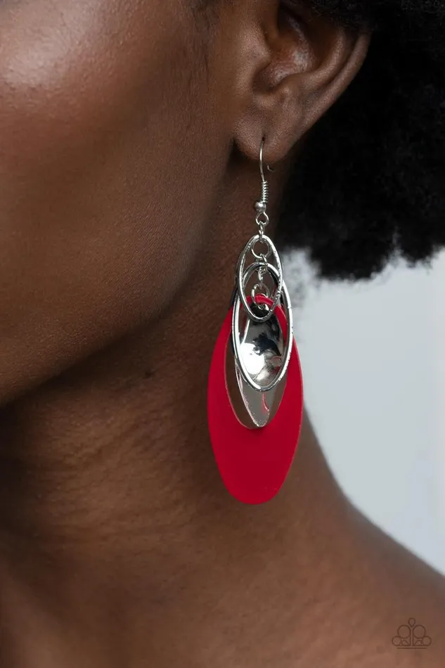 Paparazzi Earring Ambitious Allure Red Paparazzi Jewelry Earrings