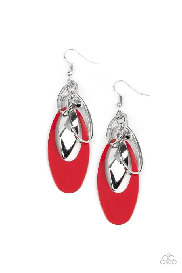Paparazzi Earring Ambitious Allure Red Paparazzi Jewelry Earrings