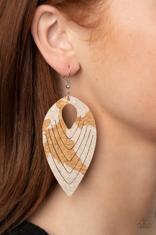 Paparazzi Earring Cork Cabana White Paparazzi Jewelry Earrings