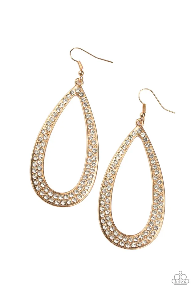 Paparazzi Earring Diamond Distraction Gold Paparazzi Jewelry Earrings