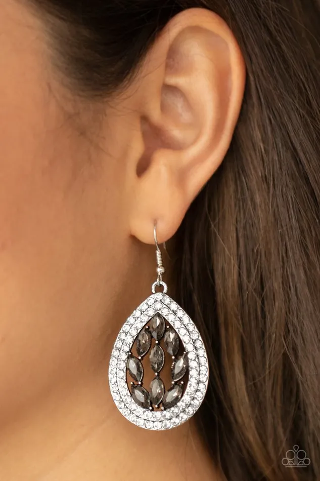 Paparazzi Earring Encased Elegance Silver Paparazzi Jewelry Earrings