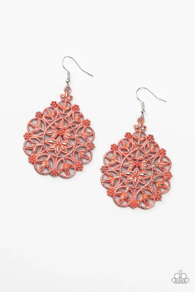 Paparazzi Earring Floral Affair Orange Paparazzi Jewelry Earrings