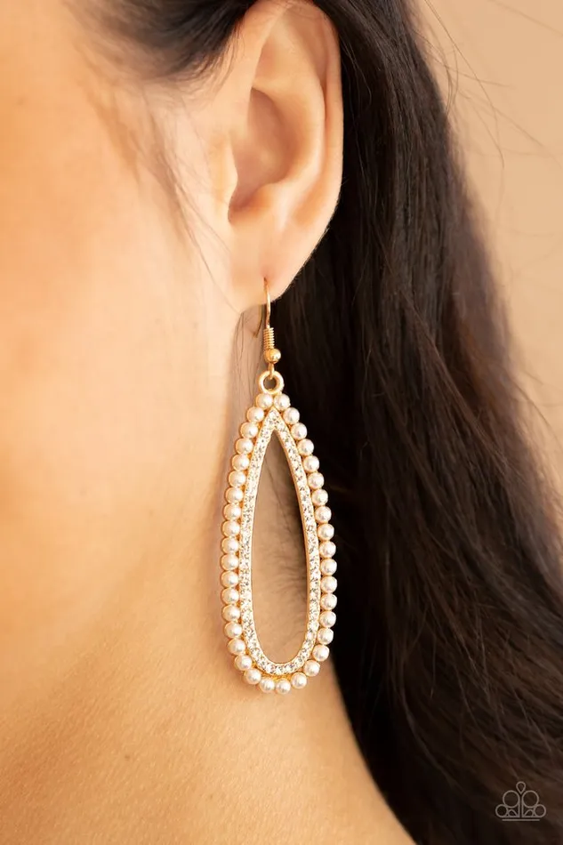 Paparazzi Earring Glamorously Glowing Gold Paparazzi Jewelry Earrings